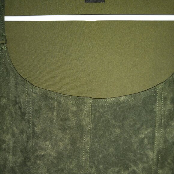 Fitted Olive-Green Faux Suede Tank Top Women's S - Picture 3 of 5